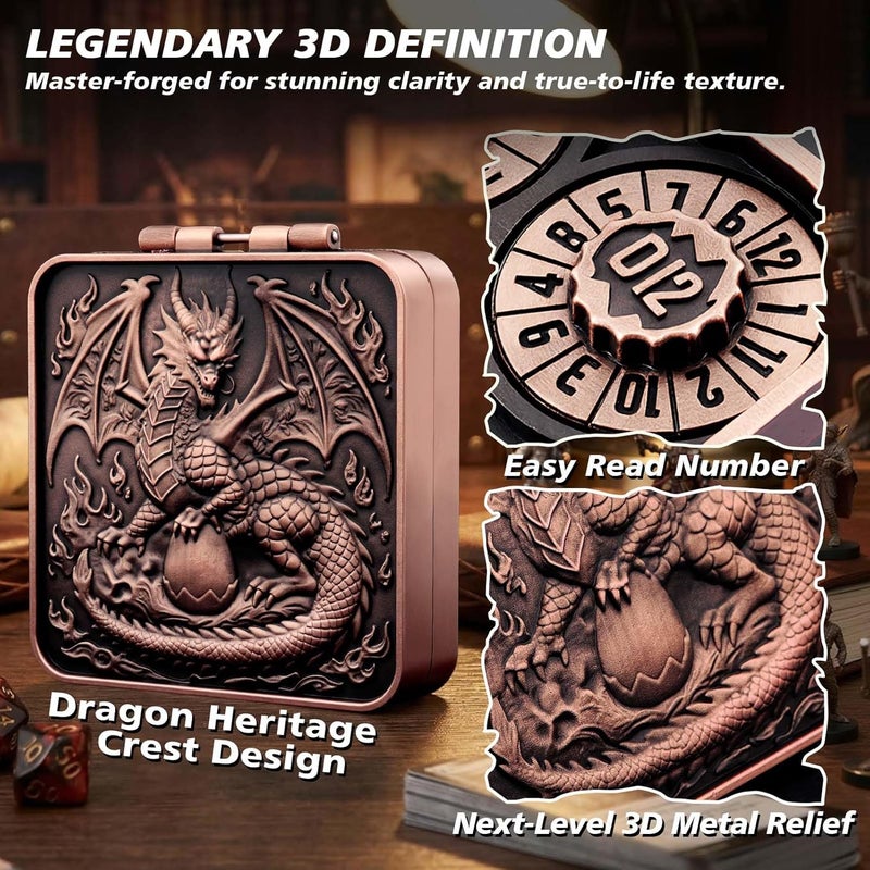 Haxtec Spinner Dice 7-in-1 Metal DND Dice Set Unique Dice Spinner Antique Compatible with Dungeons and Dragons in Magnetic Iron Box DND Gifts RPG Role Playing Rotate Gaming Dice - Image 5